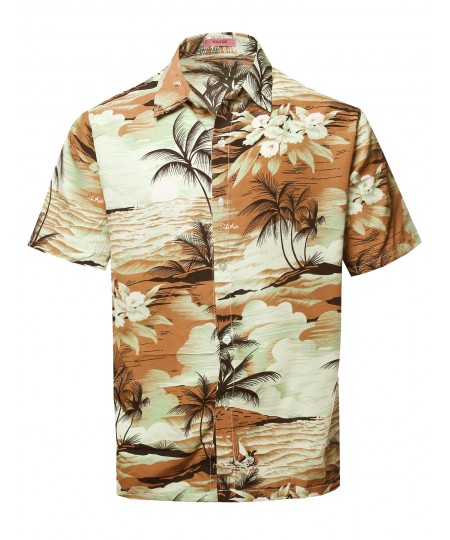 Men's Casual Hawaiian Short Sleeve Button Down Shirts