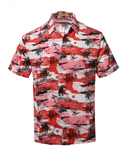 Men's Casual Hawaiian Short Sleeve Button Down Shirts