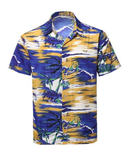 Men's Casual Hawaiian Short Sleeve Button Down Shirts