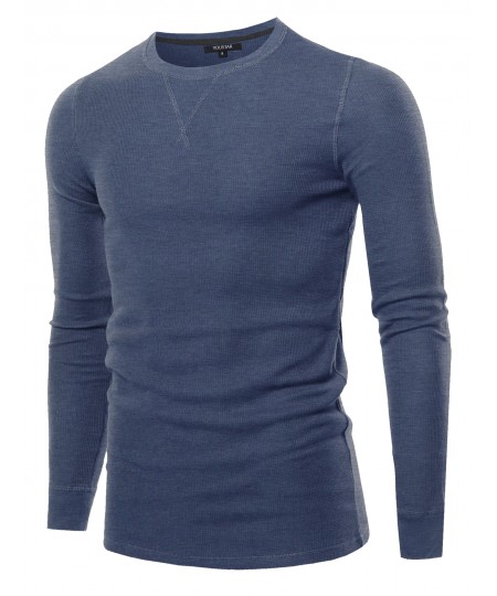 Men's Solid Thermal Long Sleeve Crew Neck Top