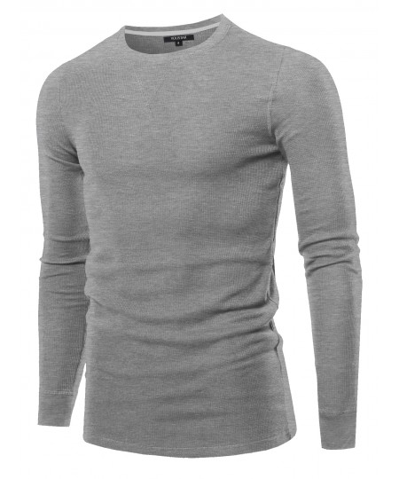 Men's Solid Thermal Long Sleeve Crew Neck Top