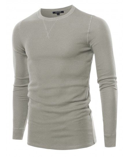 Men's Solid Thermal Long Sleeve Crew Neck Top