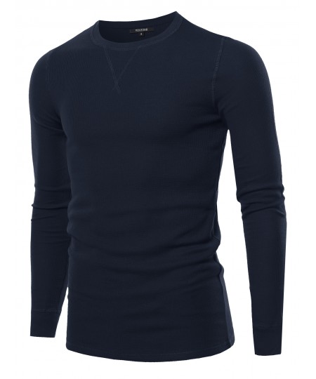 Men's Solid Thermal Long Sleeve Crew Neck Top