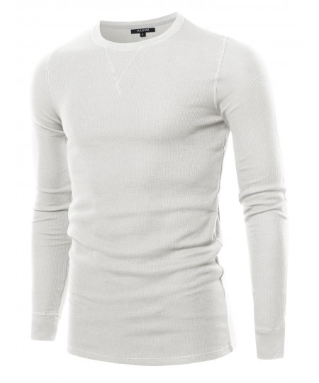 Men's Solid Thermal Long Sleeve Crew Neck Top