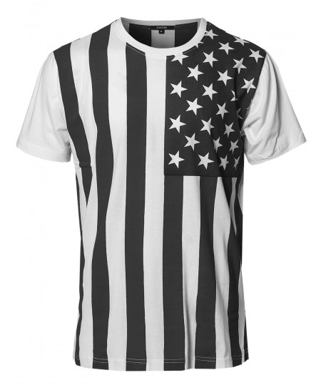 Men's American Flag Patriotic Short Sleeves Top