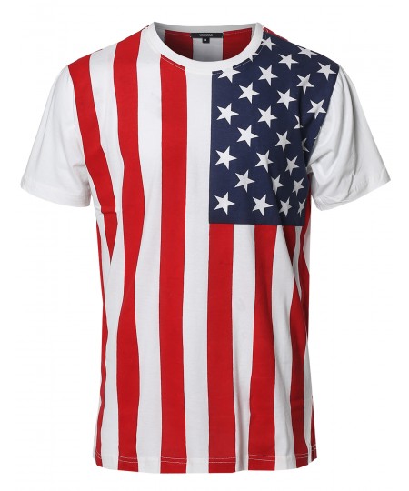 Men's American Flag Patriotic Short Sleeves Top