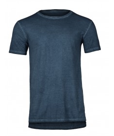 Men's Casual Pigment Wash Longline Stem Hem Short Sleeves T-Shirt