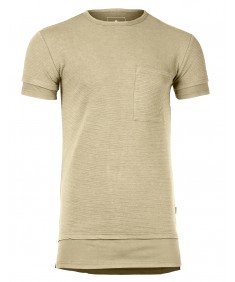 Men's Solid Relaxed Fit Longline Ribbed Short Sleeve Crewneck T-shirt Top