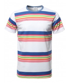Men's Stripe Pattern French Terry Short Sleeves Top