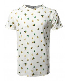 Men's Avocado Print Crew Neck Short Sleeve Tee - Made In USA