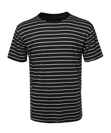 Men's Vertical Striped Crew Neck Tee - Made In USA