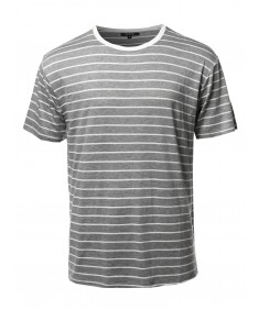 Men's Vertical Striped Crew Neck Tee - Made In USA