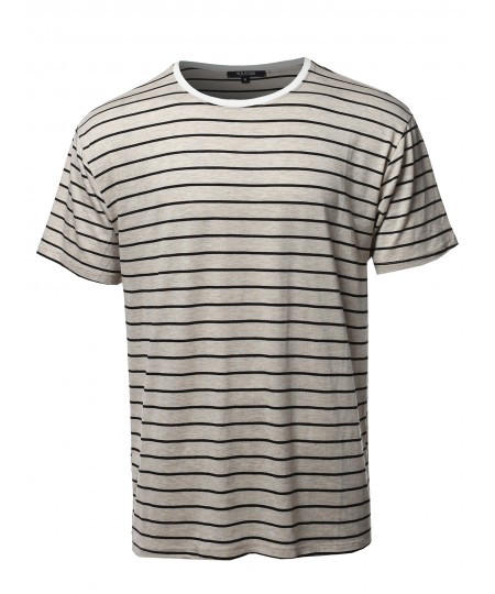 Men's Vertical Striped Crew Neck Tee - Made In USA