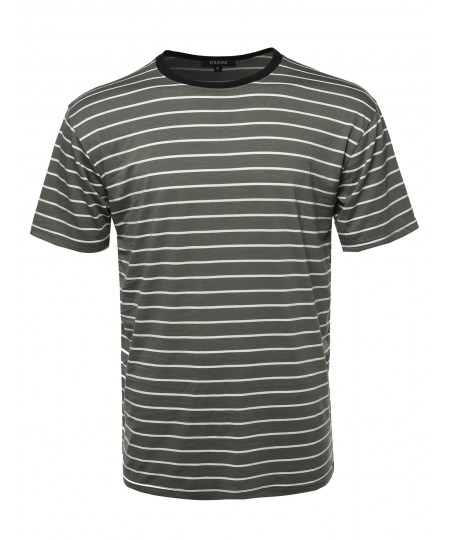 Men's Vertical Striped Crew Neck Tee - Made In USA