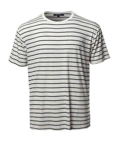 Men's Vertical Striped Crew Neck Tee - Made In USA