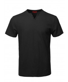 Men's Premium Quality V-Neck Henley Slub Cotton T-Shirt