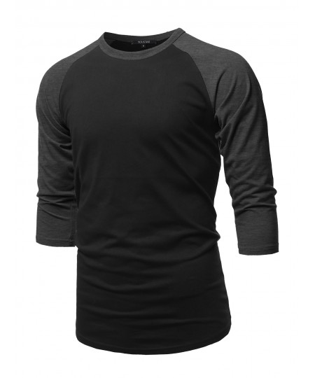 Men's Casual 3/4 Raglan Sleeve Baseball Top