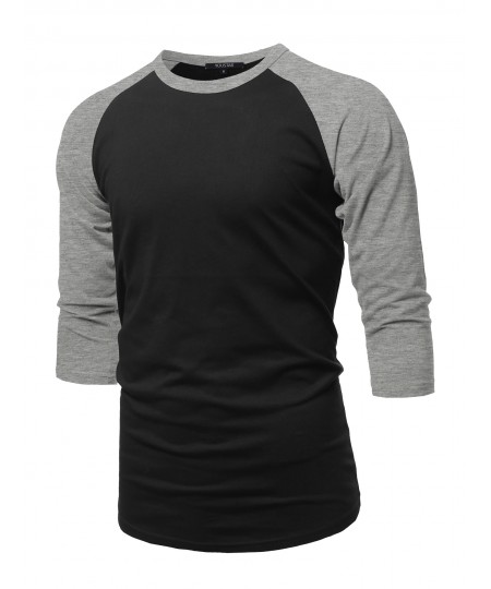 Men's Casual 3/4 Raglan Sleeve Baseball Top