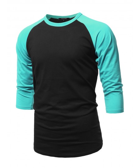 Men's Casual 3/4 Raglan Sleeve Baseball Top