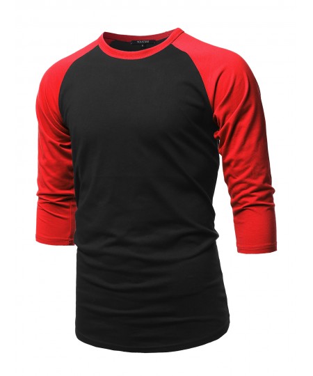 Men's Casual 3/4 Raglan Sleeve Baseball Top