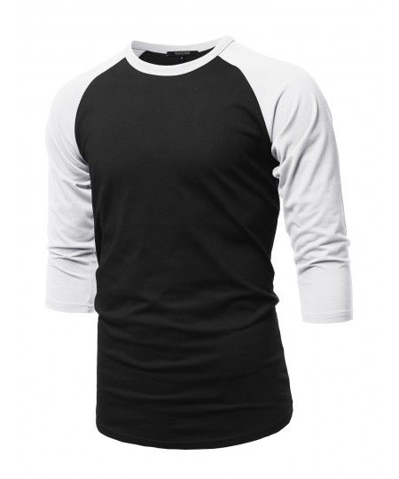 Men's Casual 3/4 Raglan Sleeve Baseball Top