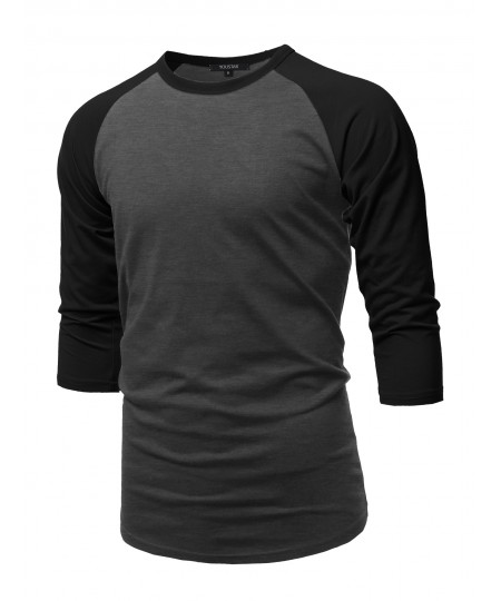 Men's Casual 3/4 Raglan Sleeve Baseball Top