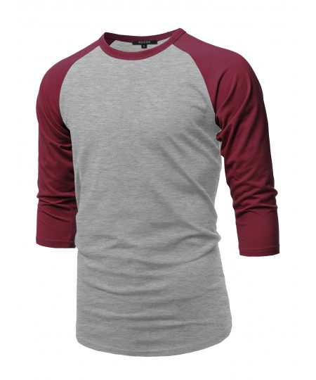 Men's Casual 3/4 Raglan Sleeve Baseball Top