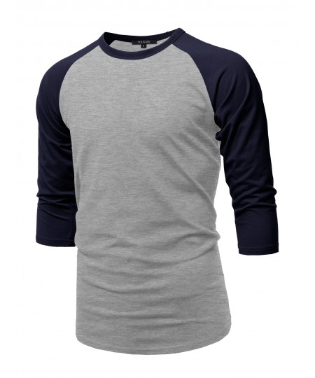 Men's Casual 3/4 Raglan Sleeve Baseball Top