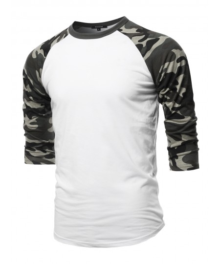 Men's Casual 3/4 Raglan Sleeve Baseball Top