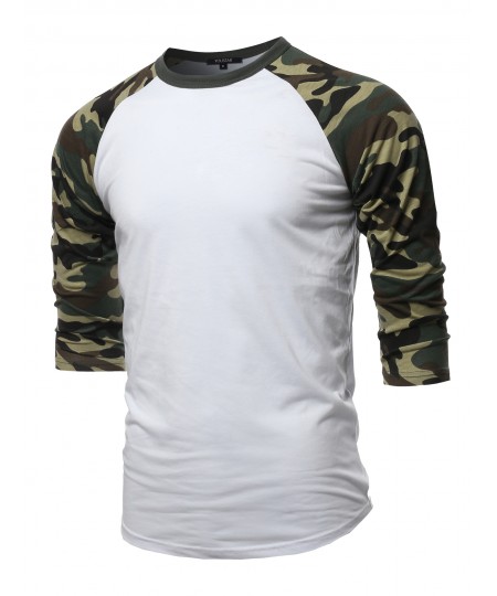 Men's Casual 3/4 Raglan Sleeve Baseball Top