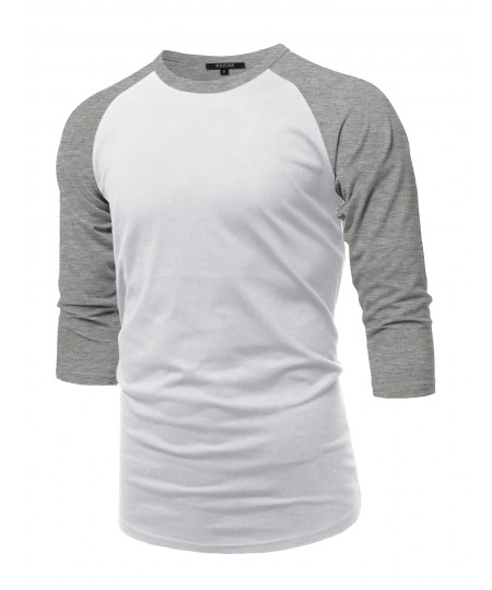 Men's Casual 3/4 Raglan Sleeve Baseball Top