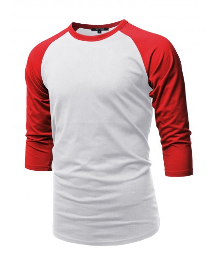 Men's Casual 3/4 Raglan Sleeve Baseball Top