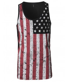 Men's American Flag Patriotic Sleeveless Tank Top