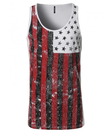 Men's American Flag Patriotic Sleeveless Tank Top