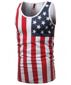 Men's Lightweight 4th of July American Flag Sleeveless Shirt Tank Top