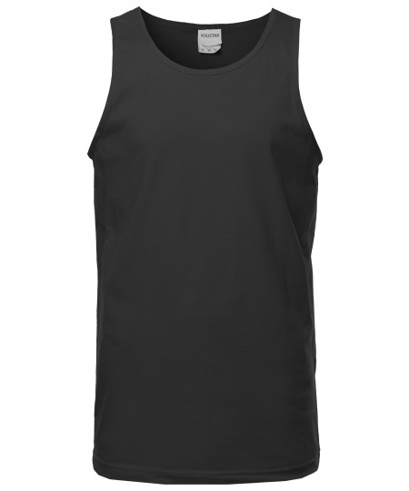 Men's Basic Solid Sleeveless Round Neck Tank Top Various Colors