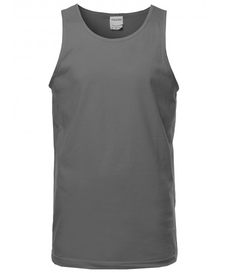 Men's Basic Solid Sleeveless Round Neck Tank Top Various Colors