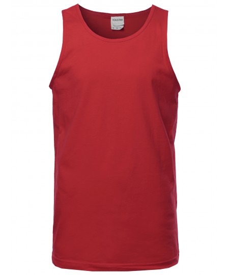 Men's Basic Solid Sleeveless Round Neck Tank Top Various Colors