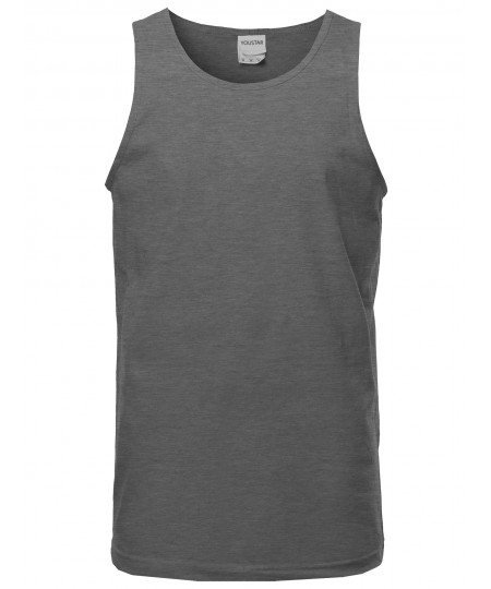 Men's Basic Solid Sleeveless Round Neck Tank Top Various Colors