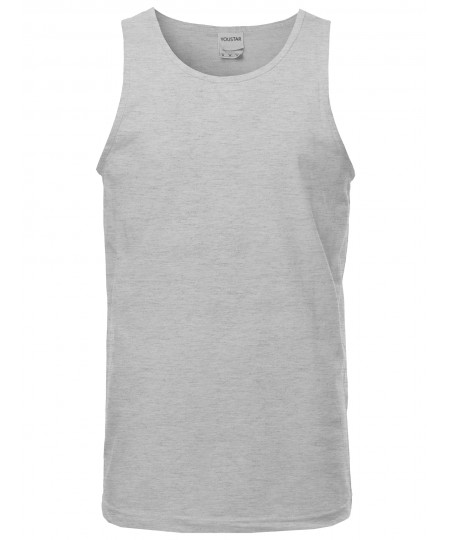 Men's Basic Solid Sleeveless Round Neck Tank Top Various Colors