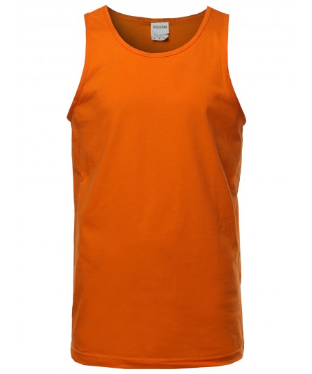 Men's Basic Solid Sleeveless Round Neck Tank Top Various Colors