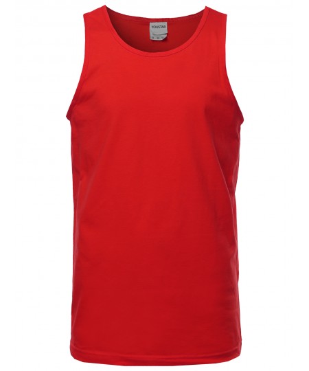 Men's Basic Solid Sleeveless Round Neck Tank Top Various Colors