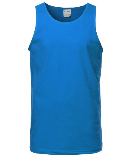 Men's Basic Solid Sleeveless Round Neck Tank Top Various Colors