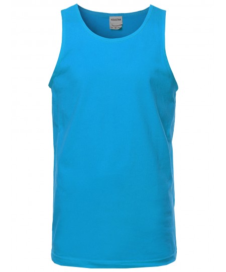 Men's Basic Solid Sleeveless Round Neck Tank Top Various Colors