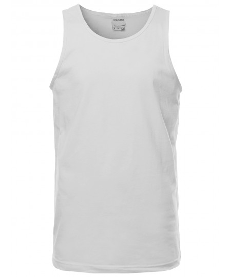 Men's Basic Solid Sleeveless Round Neck Tank Top Various Colors