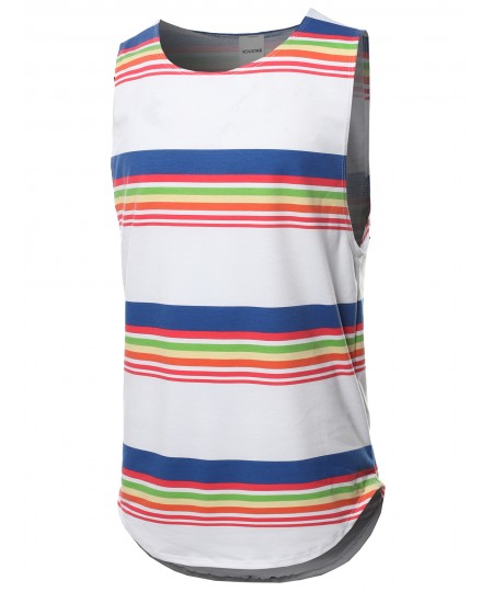 Men's Stripe Pattern French Terry Sleeveless Top