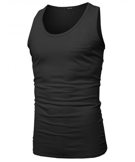 Men's Casual Chest Pocket Sleeveless Muscle Tank Top