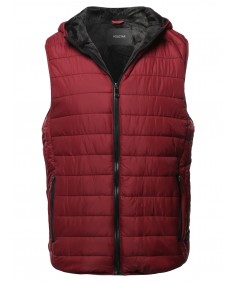 Men's Casual Light Padded Fur Lining Hoodie Vest