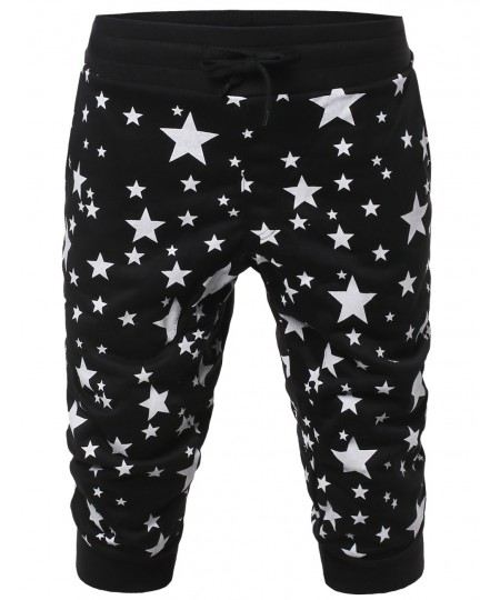 Men's New Stylish Super Comfortable Star Printed Jogger Harem Crop Pants