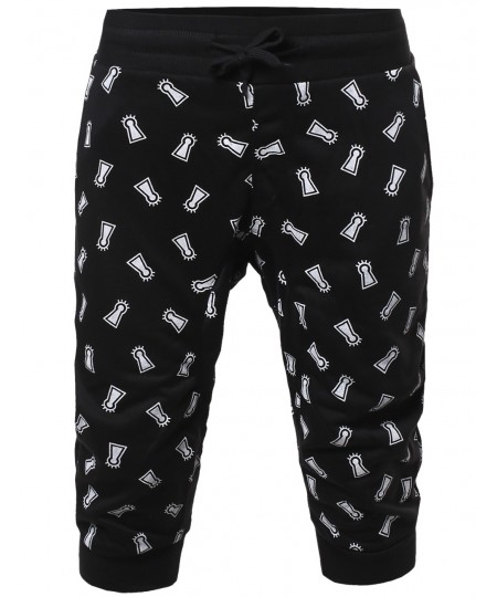 Men's New Stylish Casual Lighthouse Printed Jogger Harem Crop Pants